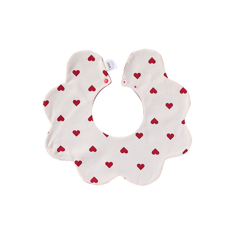 Adorable Simple Pattern Cotton Snap-on Flowers Shaped Bib-1