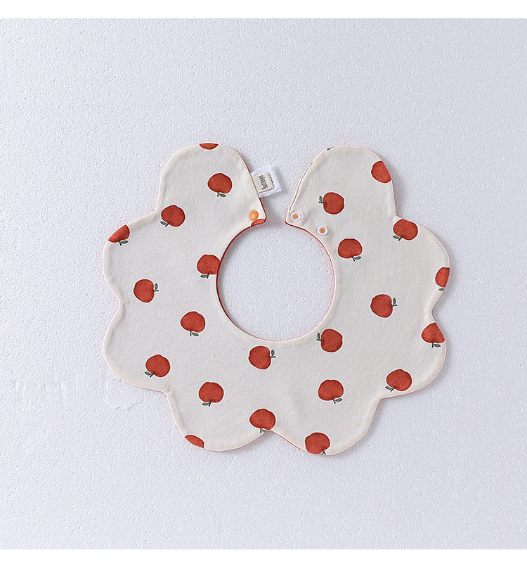 Adorable Simple Pattern Cotton Snap-on Flowers Shaped Bib-4