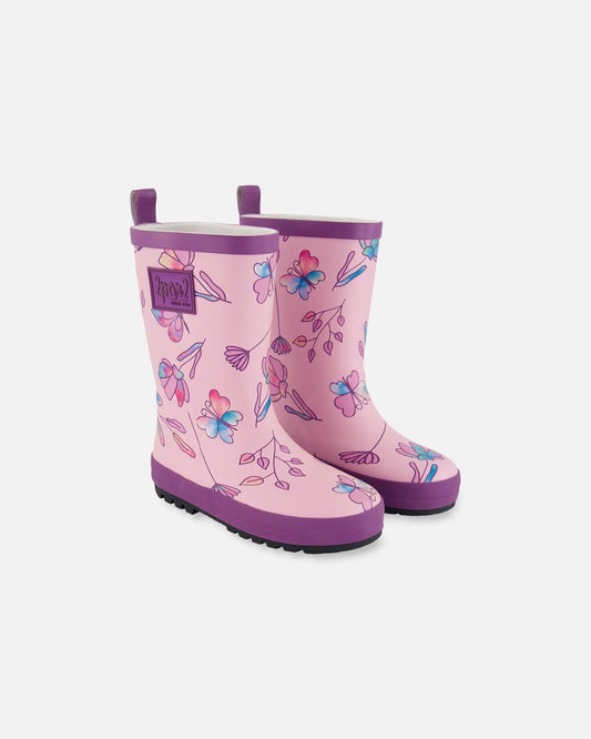 Printed Rain Boots Lilac And Multicolored Butterfly-0