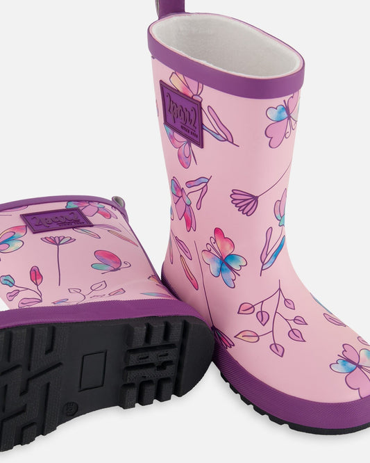 Printed Rain Boots Lilac And Multicolored Butterfly-1
