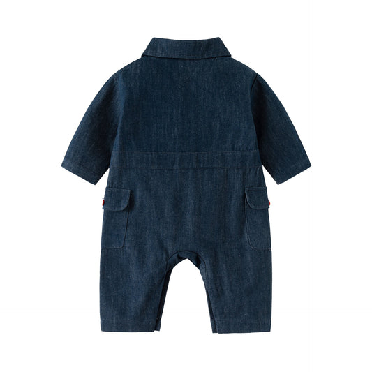 Autumn and Spring New Arrival Baby Casual Embroidered Pattern Denim Rompers-1